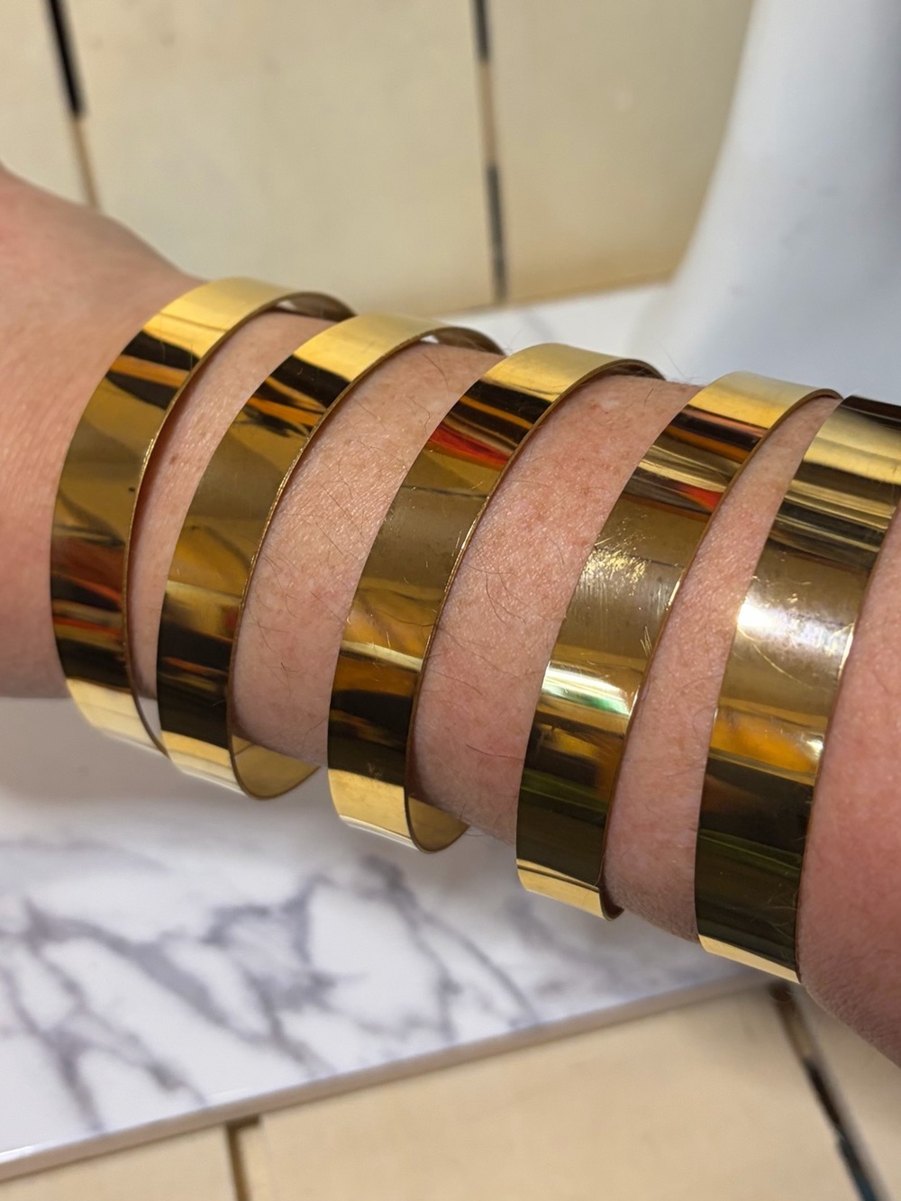 Polished Gold Wide Cuff Bracelet - Women's Statement Jewelry